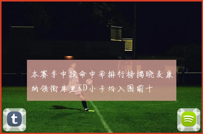 本赛季中投命中率排行榜揭晓麦康纳领衔库里KD小卡均入围前十